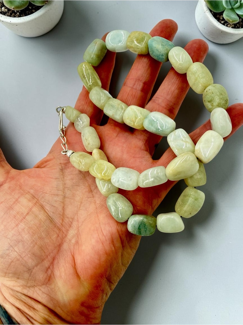 Jay King DTR Aquamarine Nugget Necklace Sterling 18-20” Blue Green Chunky Stones - Picture 10 of 17